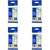 Brother Genuine P-Touch 4-Pack TZe-241 Laminated Tape, Black Print on White Standard Adhesive Laminated Tape for P-Touch Label Makers, Each Roll is 0.7"/18mm (~ 3/4") Wide, 26.2 ft. (8M) Long