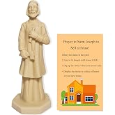 Xyphlorvita St Joseph Saint Joseph Statue for Selling House Kit Figurine Resin Protecting Home with Instruction Prayer Complete Set Solid 4.7" Beige