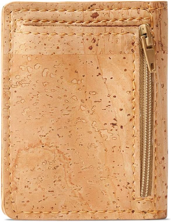 Corkor Slim Wallet for Men RFID, Light Brown Color - With Coin Pocket - Image 4