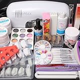 ReNext 25 in 1 Combo Set Professional DIY UV Gel Nail Art Kit 9W Lamp Dryer Brush Buffer Tool Nail Tips Glue Acrylic Set #30
