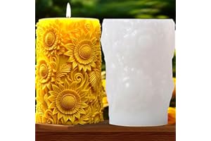 1Pcs Sunflower Silicone Mold - 3D Round Blooming Flower Soap and Candle Mold - Blossoming Column Pillar Candle Moulds