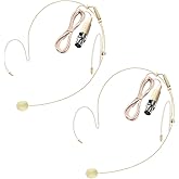 2 Pack Double Earset Headset Microphone Mini XLR Mic 3 Pin TA3F Plug Headworn Over Ear Hanging Condenser Mic in Ear Back Electric Microphone for AKG Samson,Windscreen