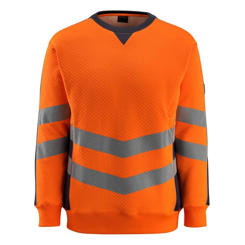 Mascot 50126-932-14010 Wigton Safe Supreme Modern Fit Class 3 Sweatshirt, Size S, Hi-Vis Orange/Dark Navy