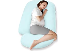 Aliphon Pregnancy Pillows, U-Shape Maternity Pillow with Cotton Removable Cover, 57 Inch Pregnancy Pillows for Sleeping, Support for Back,Hip, Belly, Legs, Blue