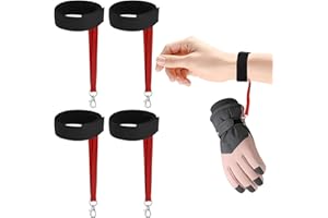 4Pcs Red Sports Winter Ski Gloves Elastic Wrist Straps, Glove Leash Snowboarding Skiing Accessories for Men, Safety Straps Su