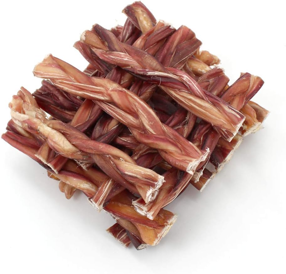 GigaBite Slim Odor-Free Braided Bully Sticks – USDA & FDA Certified All Natural, Free Range Beef Pizzle Dog Treat – By Best Pet Supplies