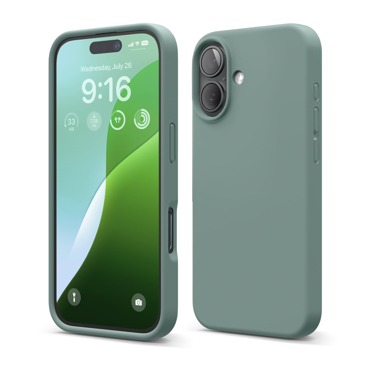 elago Compatible with iPhone 16 Case, Premium Liquid Silicone Case, Full Body Protective Cover, Shockproof, Slim Phone Case, Anti-Scratch Soft Microfiber Lining, 6.1 inch (Midnight Green)