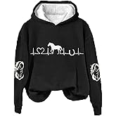 LCMTWX Heartbeat Horse Sweatshirt Hoodie Womens Cute Western Horses Printed Pullover Hoodie Fall Long Sleeve Sports Tops