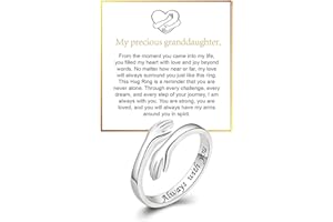To My Granddaughter Hug Ring For Hope Rings, Inspirational Stainless Steel Engarved With Always With You Message Adjustable R