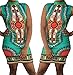 SheKiss Women's Traditional African Print Dashiki Bodycon Sleeveless High Collar Dress