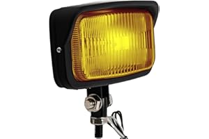 BOSYCY Vintage Motorcycle Headlight 6.5"x 3.5" Upgraded LED Front Spotlight, Square Headlamp With Visor Bottom Mount, Universal Fit for Chopper Bobber Harley Cafe Racer - Black Housing Amber Lens