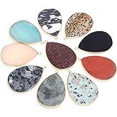 QSLLER Natural Stone Pendant,Natural Water Drop Shape Semi-precious Stone Charm (37x55mm) Necklace Pendant for DIY Jewelry Making Necklace Bracelet(5pcs Random Color)