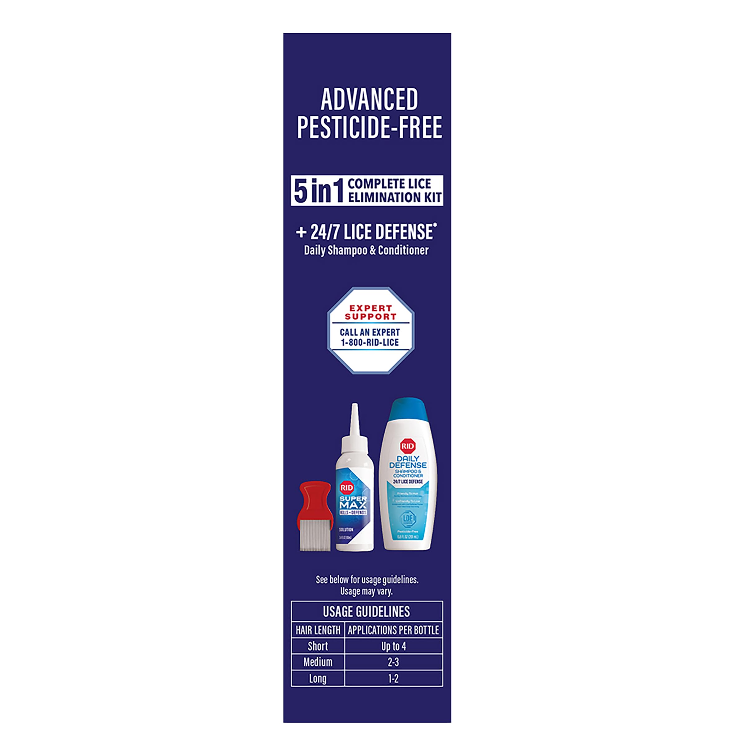 RID Super Max Lice Treatment Kit, Kills Lice & Super Lice & Eggs + 24/7 Lice Defense, Pesticide Free, 3.4 FL OZ Solution + 6.8 FL OZ Daily Defense Shampoo & Conditioner + Nit Removal Comb