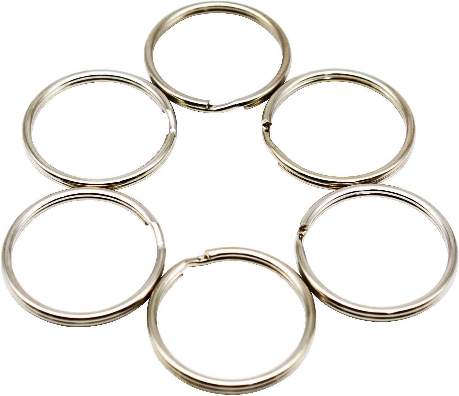1.2" (30mm) 50 Pieces Round Edged Split Key Chain Rings for Home Car Motorcycles Scooters Keys Organization Arts & Crafts Neck Straps Band Necklace Lanyards Attachment