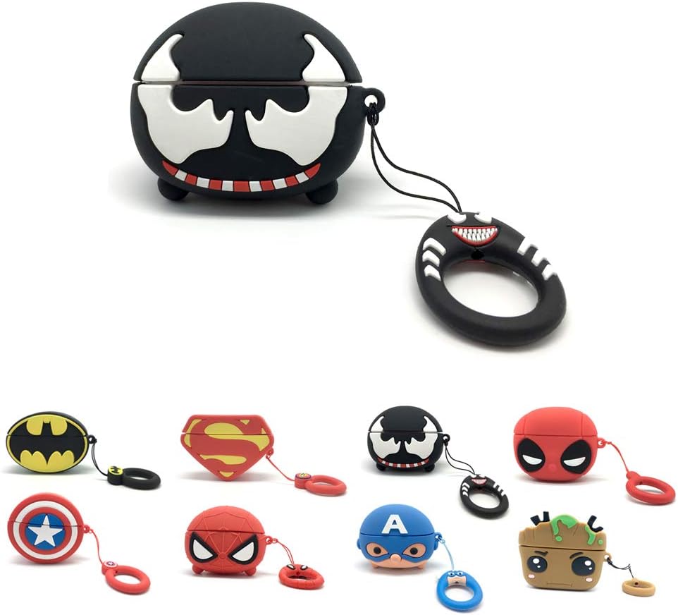 Artibox Airpods Pro Case, Super Hero 3D Cute Cartoon Airpods Pro Cover, Shockproof Protective Earphone Cover Skin Compatible with Apple Airpods Pro (Black-Venom)