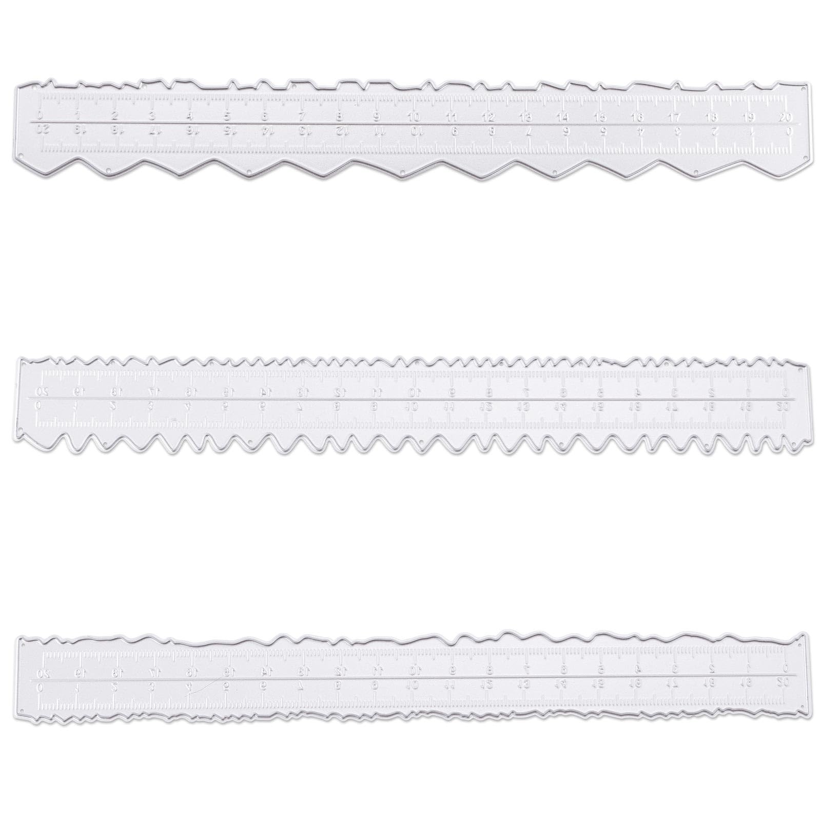 3pcs Metal Paper Tearing Rulers, 3 Sizes Carbon Steel Deckled Edge Paper Cutter Rough Edge Paper Ruler Irregular Edges Ruler Jagged Paper Cutting Tools for Watercolor Paper Inkjet Paper