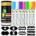 GoBetter Liquid Chalk Markers - 7 Pack with Free 8 Chalkboard Labels - Reversible Bullet and Chisel Fine Tip Neon Color Pens. Great for LED Boards, Plastic, Metal, Glass and Non-Porous Surfaces