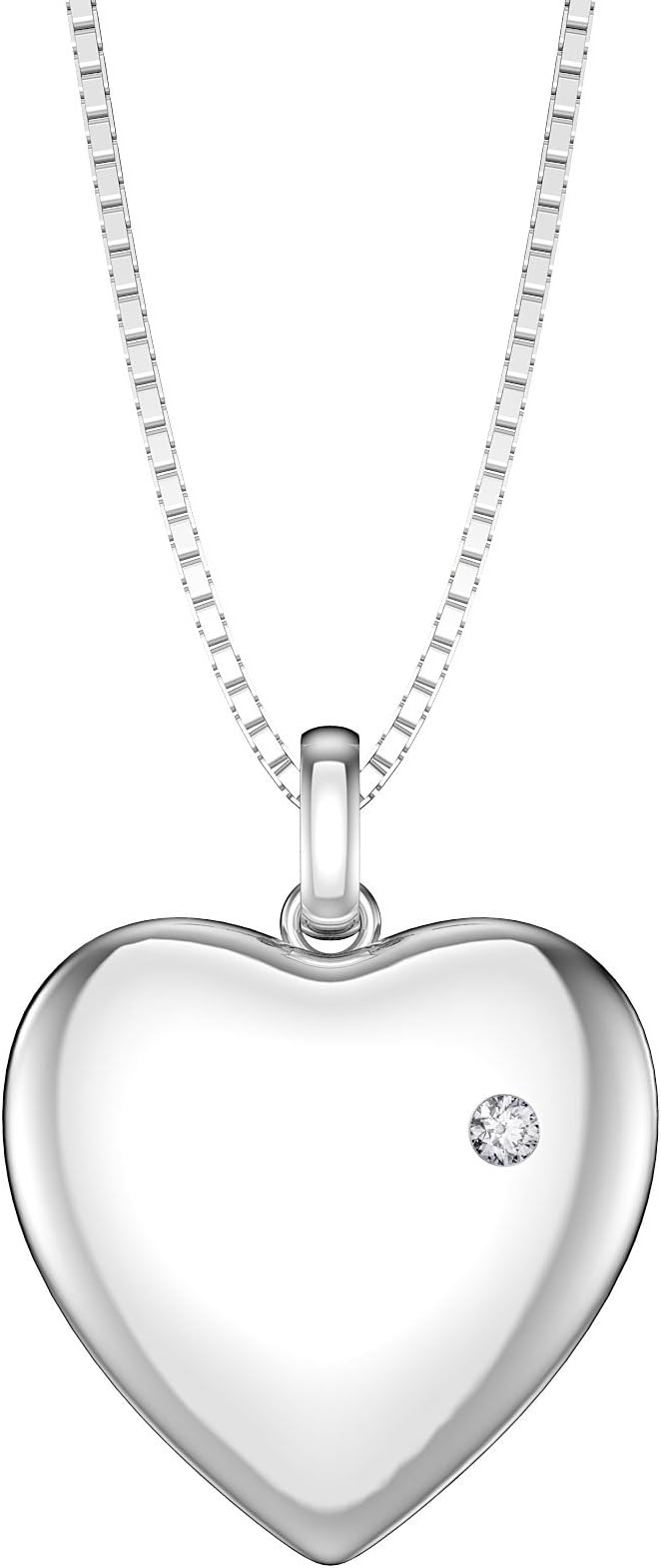 Charmisma Moissanite Platinum plated Silver Heart Locket