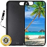 Custom iPhone 6/6S Case (Tropical Beach Resort Palm Tree Sand) Edge-to-Edge Rubber Black Cover with Shock and Scratch Protection | Lightweight, Ultra-Slim | Includes Stylus Pen by INNOSUB