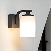 Dandray Outdoor Wall Lamp, Waterproof and Anti-Rust Aluminium Modern Wall Light Fixture Milk Glass Indoor for Outside,Garden,