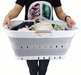 SAMMART 42L Collapsible Laundry Basket Foldable Storage Container White Grey view 8
