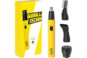 PURPLE GORILLA Gorilla Technique Nose Ear Hair Trimmer for Men, Rechargeable 4-in-1 Trimmer for Nose Ear Eyebrow Hair Removal, No Pull No Snag Grooming with High-Speed 10,000rpm Motor, 4 Heads