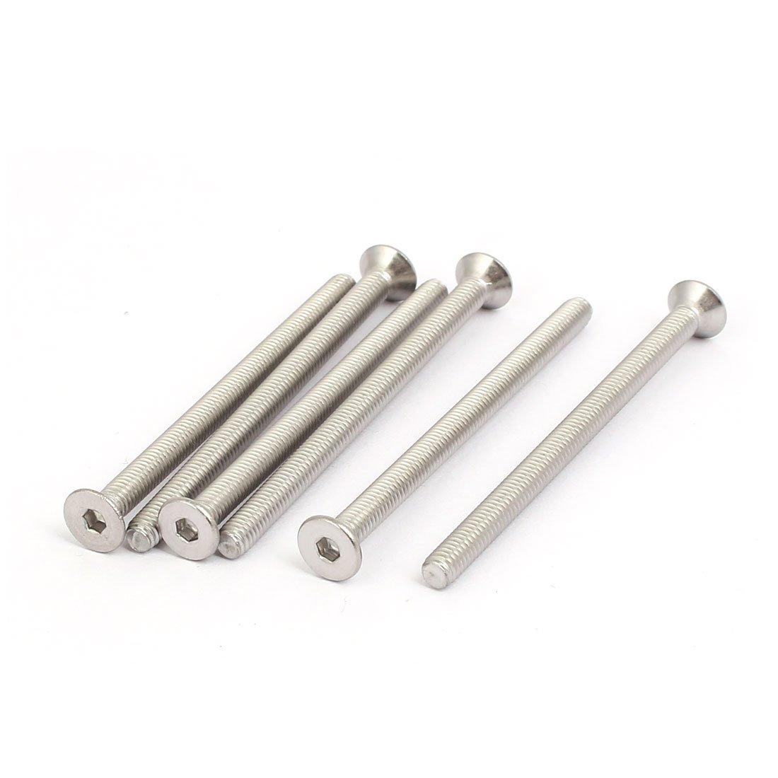 Sourcingmap M4x60mm 316 Stainless Steel Flat Head Hex Socket Cap Screws Silver Tone 6pcs