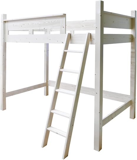 Amazon 耐荷重500kg ロフトベッド コロン２ Art お洒落でスタイリッシュな木製ロフト ホワイト ベッドフレーム オンライン通販