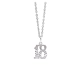 Charm America - Silver 18 Number Pendant Necklace - 925 Sterling Silver- Silver Adjustable Necklace 16"-18"