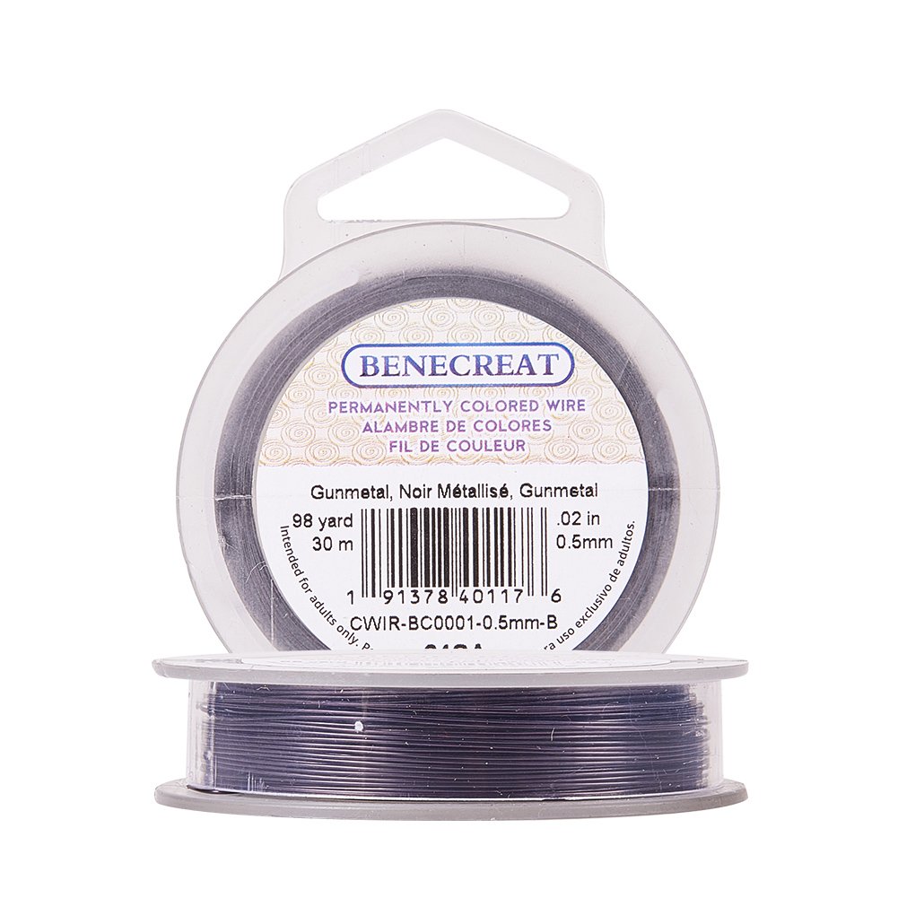 BENECREAT 24Gauge(0.5mm) Tarnish Resistant Gunmetal Wire Jewellery Making Copper Wire, 30M/33Yard