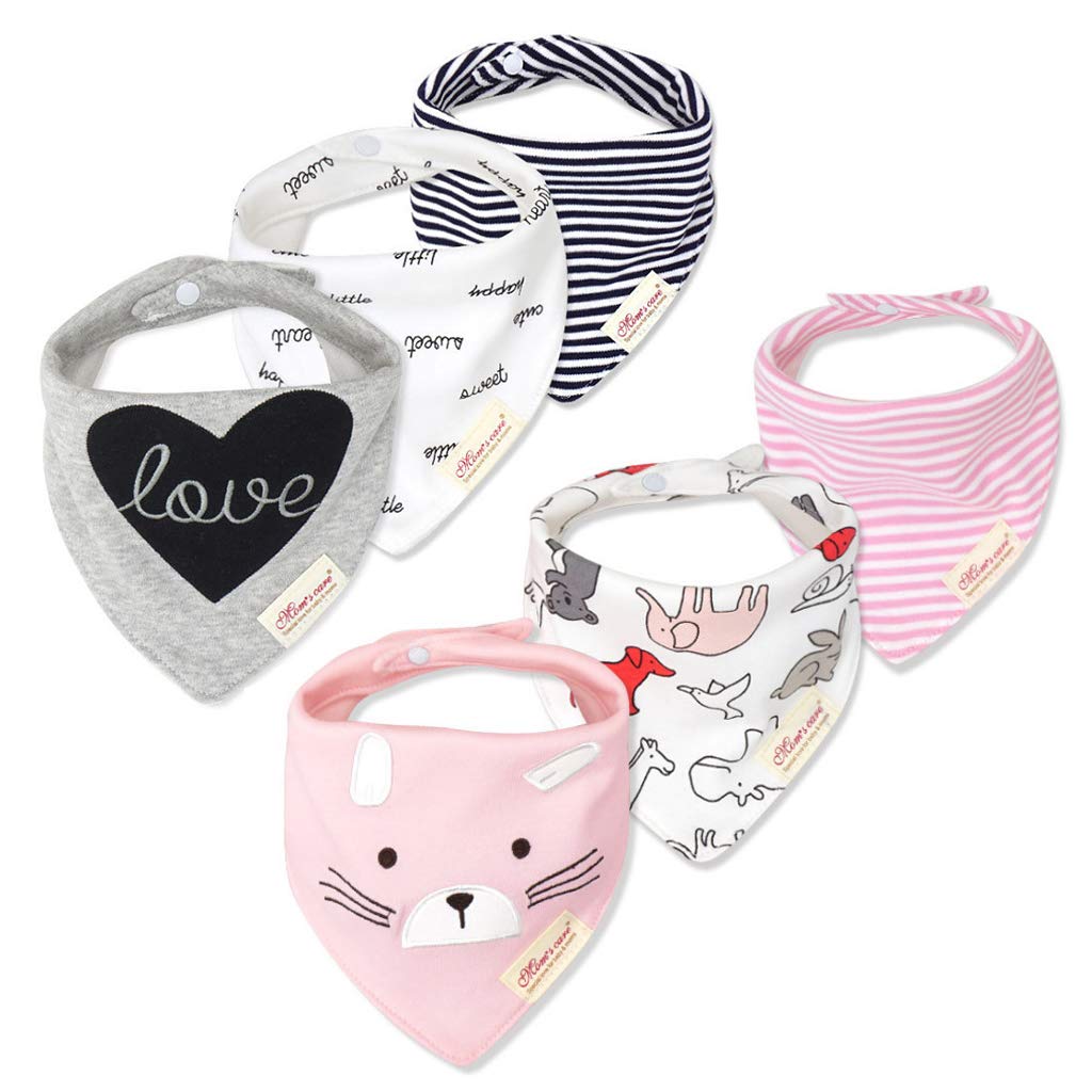 Minizone Baby Dribble Bibs Bandana Bibs for Drooling and Teething 6PCS Boys Girls Super Absorbent Pure Cotton 0-3 Years