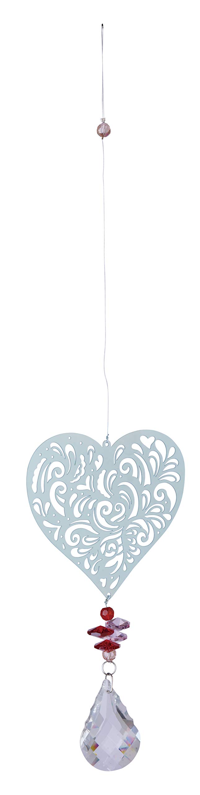 Nature's Melody Magic Crystal Wind Chime Heart Approx. 16 inches/approx. 40cm Silver