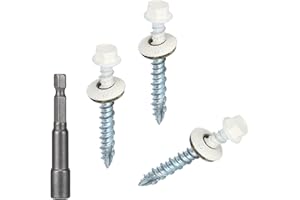 BOBIBBI Metal Roofing Screws 10 x 1-1/2 inch, Brite White Hex Head Sheet Metal Roof Screw with EPDM Washer for Corrugated Roofing (250Pcs)