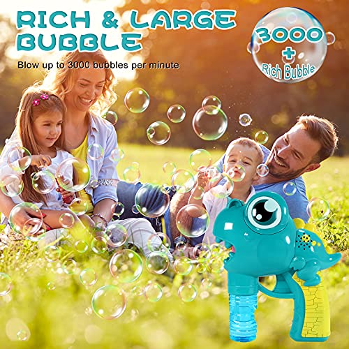 MADETEC Bubble Machine for Kids, Musical Bubble Gun Maker Toys with 2 Bottles Bubble Solution, Bubble Blower for Birthday, Outdoor & Indoor Activity, Age 3 4 5 6+ Years Old Toddlers (Green)