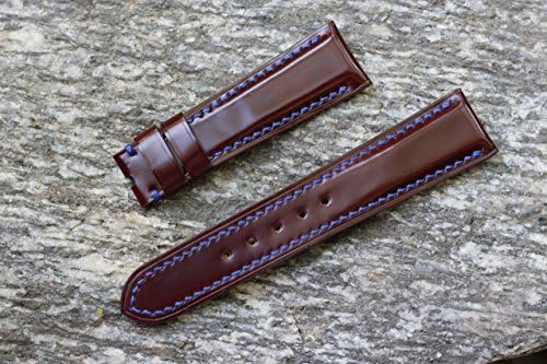 22/20mm Handmade Brown Shell cordovan leather watch strap - Padded