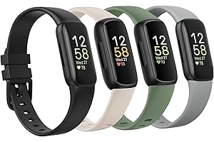 4 Pack Waterproof Bands Fit for Fitbit inspire 3 Bands for Women Men, Classic Soft Sports Replacement Wristbands for Women Me