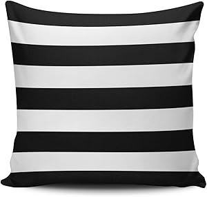 KAQIU Home Decoration Pillowcase Cover Black and White Stripe Outdoor Custom Pillow case Cushion Fashion Chic Double Sided Printed Design European Size 26x26 Inches