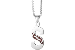 EZUY GNAY Letter Football Stainless Steel Football Necklace Player Number Pendant Silver Athlete LetterJewelry