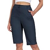 Hiverlay Women's Golf Bermuda Shorts 13" Knee Length Quick Dry Long Hiking Camping Shorts for Summer with 5 Pockets