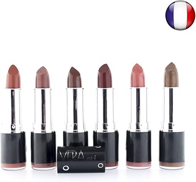 Lot Set De 6 Rouge à Lèvres Marron Brillant Nacré Mat Vera