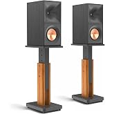 Premium Wood Grain Speaker Stand Pair for Home Theater Surround Sound | For Klipsch, Samsung HW-Q Series, Sonos Era 300, Sony SS-CS5, Height Adjustable 18"-28", Heavy Duty Speaker Stand WR Cable Clips