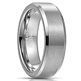 NUNCAD Mens Tungsten Wedding Band 8mm Silver Plated