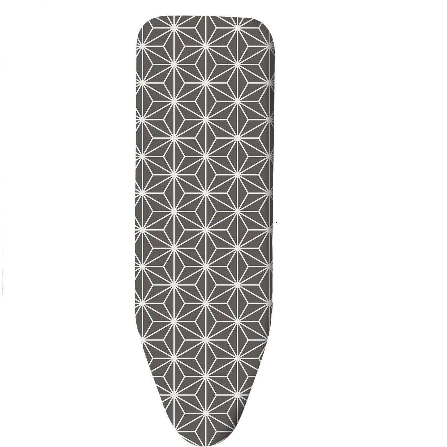 Vinsani Modern Extra Large Universal Fit Ironing Board Cover Multi Fit New Foam Back Padding 100% Cotton Easy Fit, 140 x 52 cm, Made in EU – Grey Star (Iron Board not Included) — image 1
