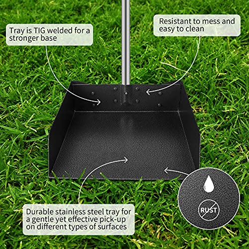 morpilot Dog Pooper Scooper with Poop Bags, Adjustable Long Handle Stainless Metal Tray, 11