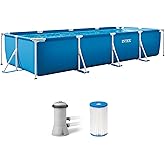 INTEX Metal Frame 14ft 9in x 7ft 3in x 33in Above Ground Pool Set w/Pump | 28279EH - 530 GPH Cartridge Filter Pump and Type A Filter Cartridge Included