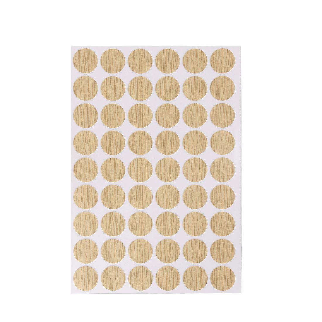 sourcing map Screw Hole Covers Stickers Textured Plastic Self Adhesive Stickers for Wood Furniture Cabinet Shelve Plate 21mm Dia 54pcs in 1Sheet Oak, PC-132