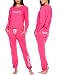 bebe Womens Pajama Sets - French Terry Pajamas Long Sleeve Pullover Top and PJ Pants with Pockets - Sleepwear for Women (Fuchsia, Large)