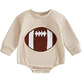 Sasaerucure Infant Baby Game Day Outfit Boy Girl Long Sleeve Romper One Piece Football Onesie Newborn Winter Clothes