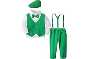 MOMBEBE COSLAND Baby Boys Gentleman Oufits Formal Suit with Bowtie Overall Pants Set