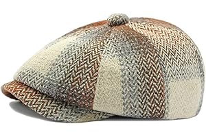 QIABAO Mens Classic Newsboy Flat Cap Gatsby Ivy Cabbie Hat